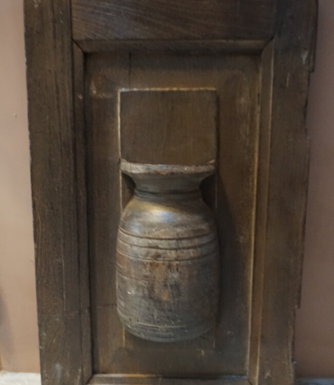 Rene Houtman Wandpaneel Met Vaas/Kruik | Houten Lijst | H56xB34 cm