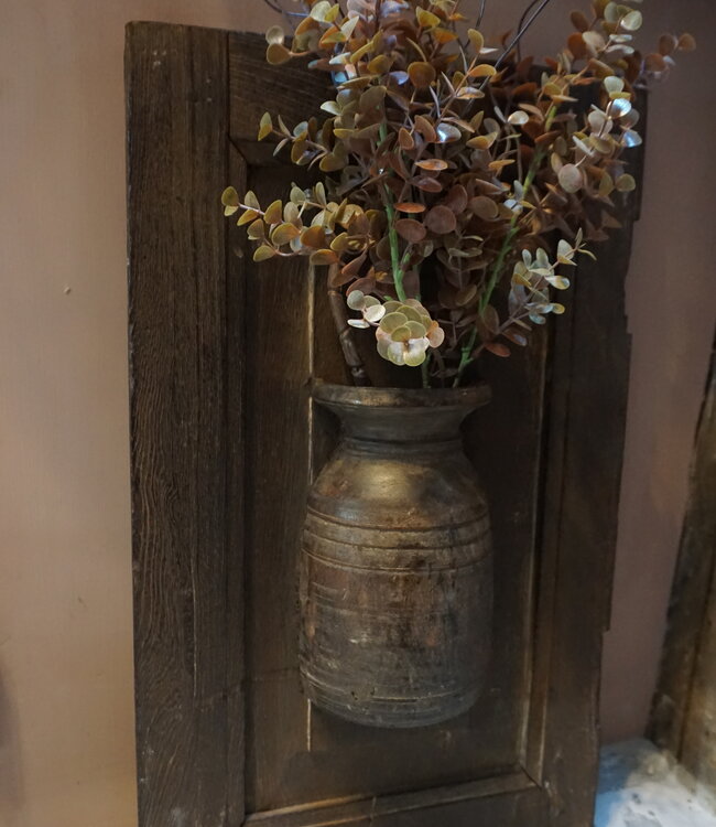 Rene Houtman Wandpaneel Met Vaas/Kruik | Houten Lijst | H56xB34 cm