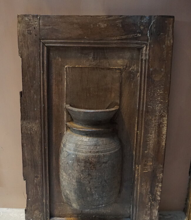 Rene Houtman Wandpaneel Met Vaas/Kruik | Houten Lijst | H52xB32 cm