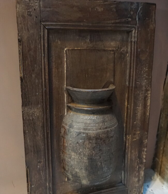 Rene Houtman Wandpaneel Met Vaas/Kruik | Houten Lijst | H52xB32 cm