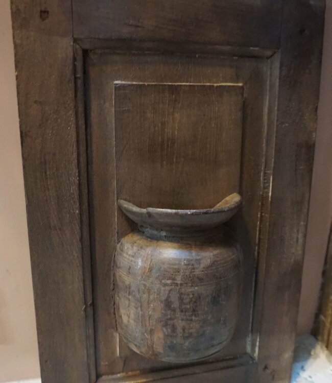 Rene Houtman Wandpaneel Met Vaas/Kruik | Houten Lijst | H54xB36 cm