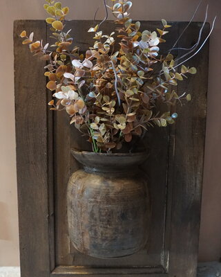 Rene Houtman Wandpaneel Met Vaas/Kruik | Houten Lijst | H54xB36 cm
