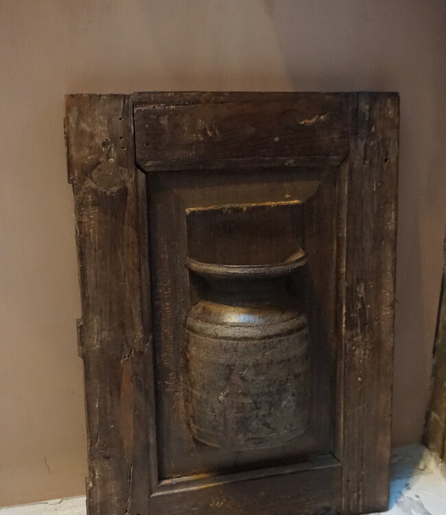 Rene Houtman Wandpaneel Met Vaas/Kruik | Houten Lijst | H43,5xB32 cm