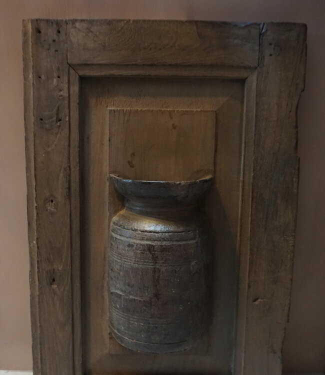 Rene Houtman Wandpaneel Met Vaas/Kruik | Houten Lijst | H51xB32,5 cm