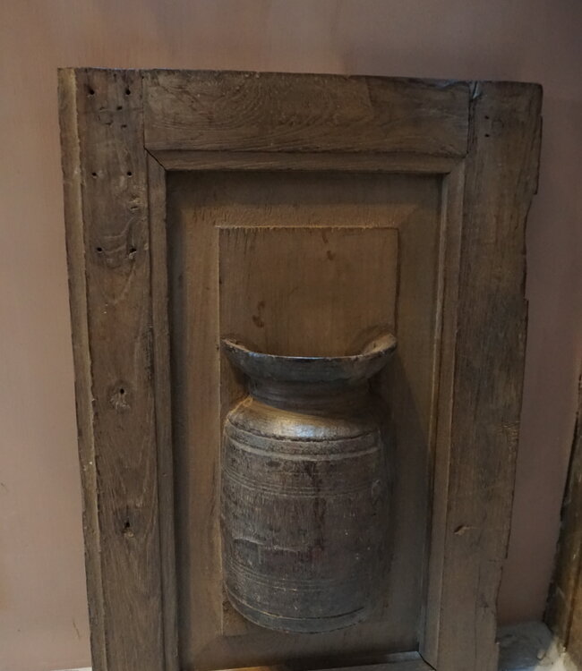 Rene Houtman Wandpaneel Met Vaas/Kruik | Houten Lijst | H51xB32,5 cm