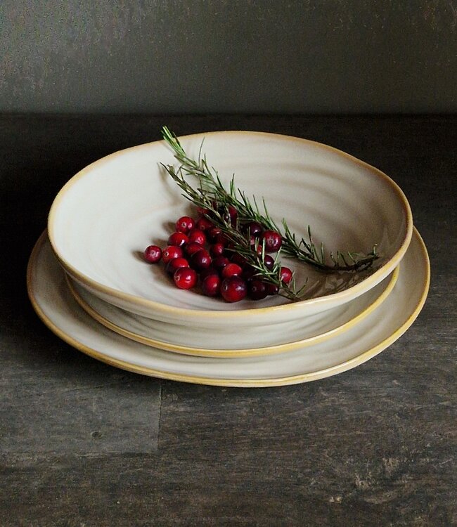 Luksa Home Collection Diepbord Trulli | Beige | Set Van 2 | Ø24,5 x H5 cm