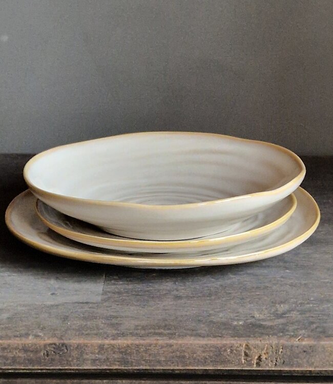 Luksa Home Collection Diepbord Trulli | Beige | Set Van 2 | Ø24,5 x H5 cm