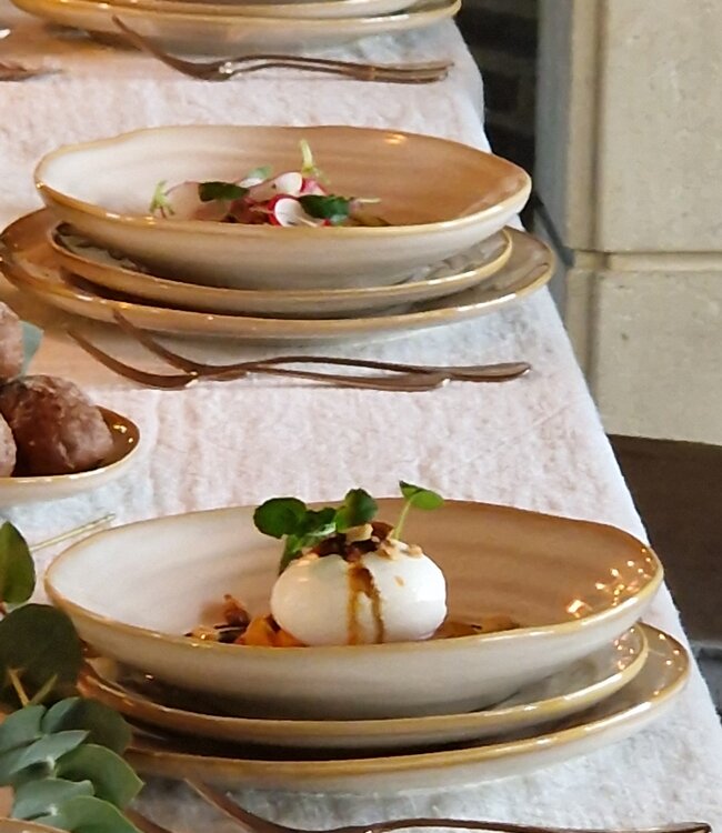 Luksa Home Collection Diepbord Trulli | Beige | Set Van 2 | Ø24,5 x H5 cm