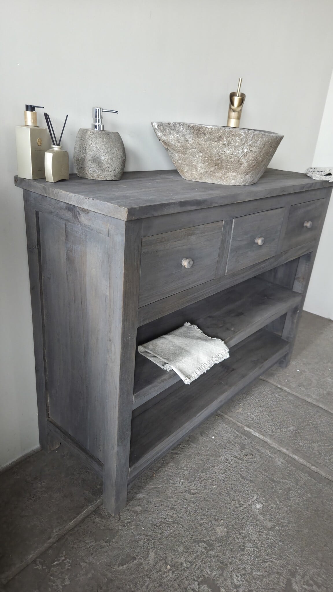 Rene Houtman Badkamermeubel Balano 3 Lades - Grijs 120x41x90 cm
