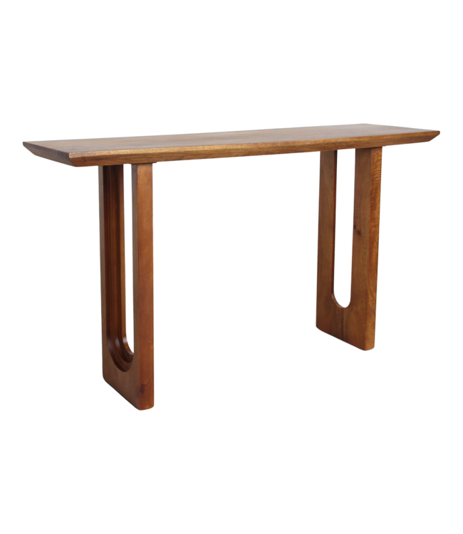 Raw Materials Amsterdam Mangohouten wandtafel met afgeronde en afgeschuinde randen