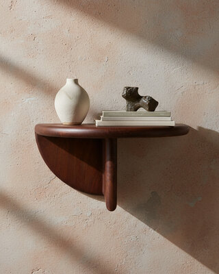 Raw Materials Amsterdam Ronde mangohouten wandplank met afgeronde rand