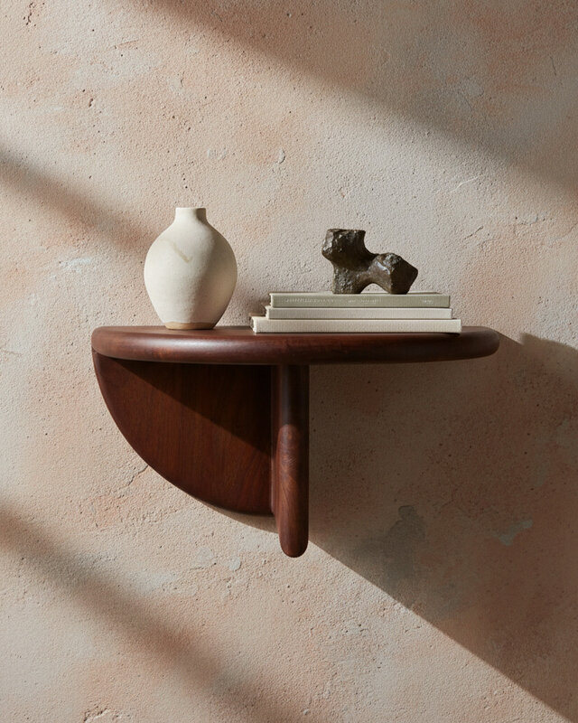 Raw Materials Amsterdam Ronde mangohouten wandplank met afgeronde rand