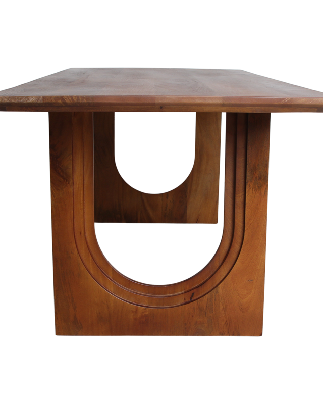 Raw Materials Amsterdam Mangohouten eettafel met ronde en afgeschuinde boog - 240 cm