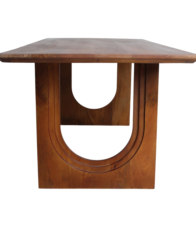 Raw Materials Amsterdam Mangohouten eettafel met ronde en afgeschuinde boog - 240 cm