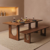 Mangohouten eettafel met ronde en afgeschuinde boog - 240 cm