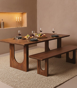 Raw Materials Amsterdam Mangohouten eettafel met ronde en afgeschuinde boog - 240 cm