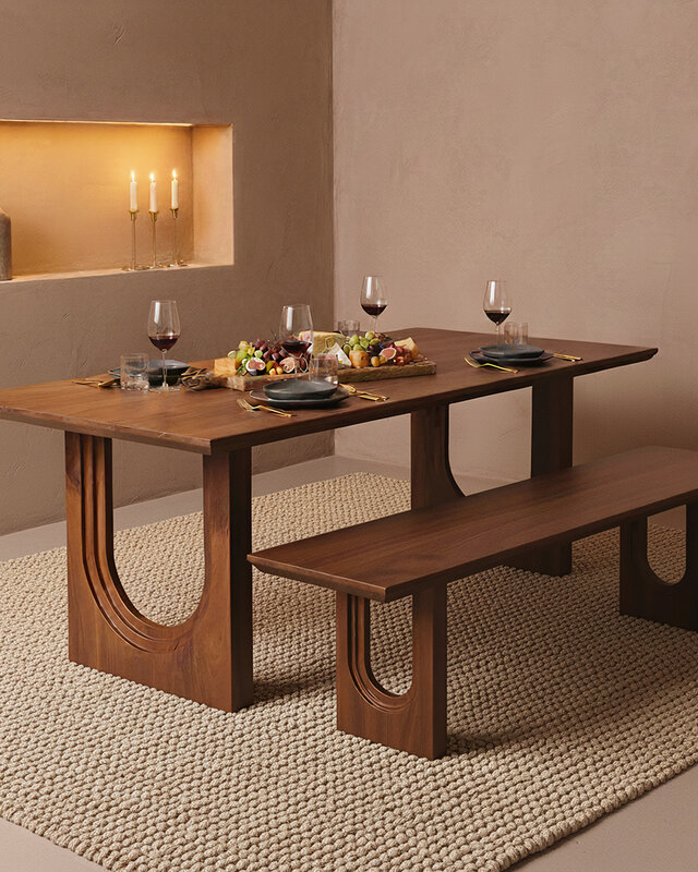 Raw Materials Amsterdam Mangohouten eettafel met ronde en afgeschuinde boog - 240 cm
