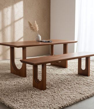 Raw Materials Amsterdam Mangohouten eetkamerbank met afgeronde en afgeschuinde randen - 180 cm