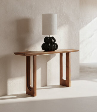 Raw Materials Amsterdam Mangohouten wandtafel met afgeronde en afgeschuinde randen