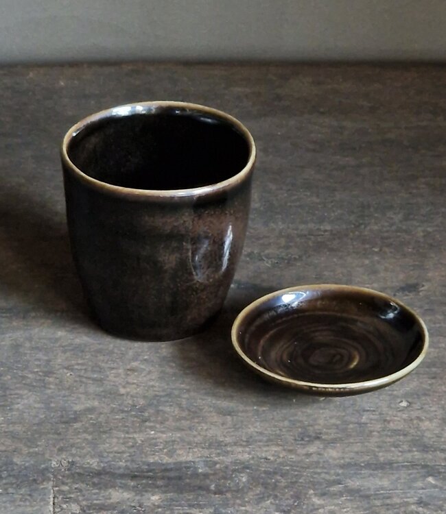 Luksa Home Collection Koffiekop Trulli | Donkerbruin | 4 Stuks | H8,5 x D8,5 cm