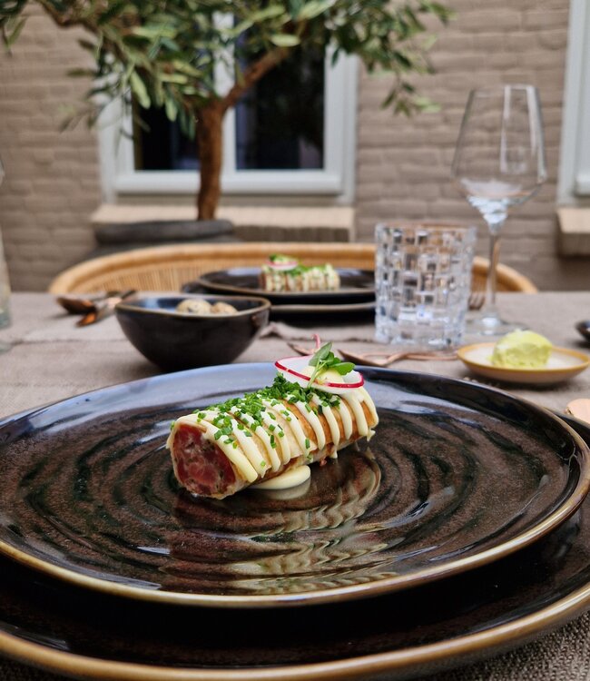 Luksa Home Collection Dinerbord Trulli | Donkerbruin | Set Van 2 | H3 x D28 cm