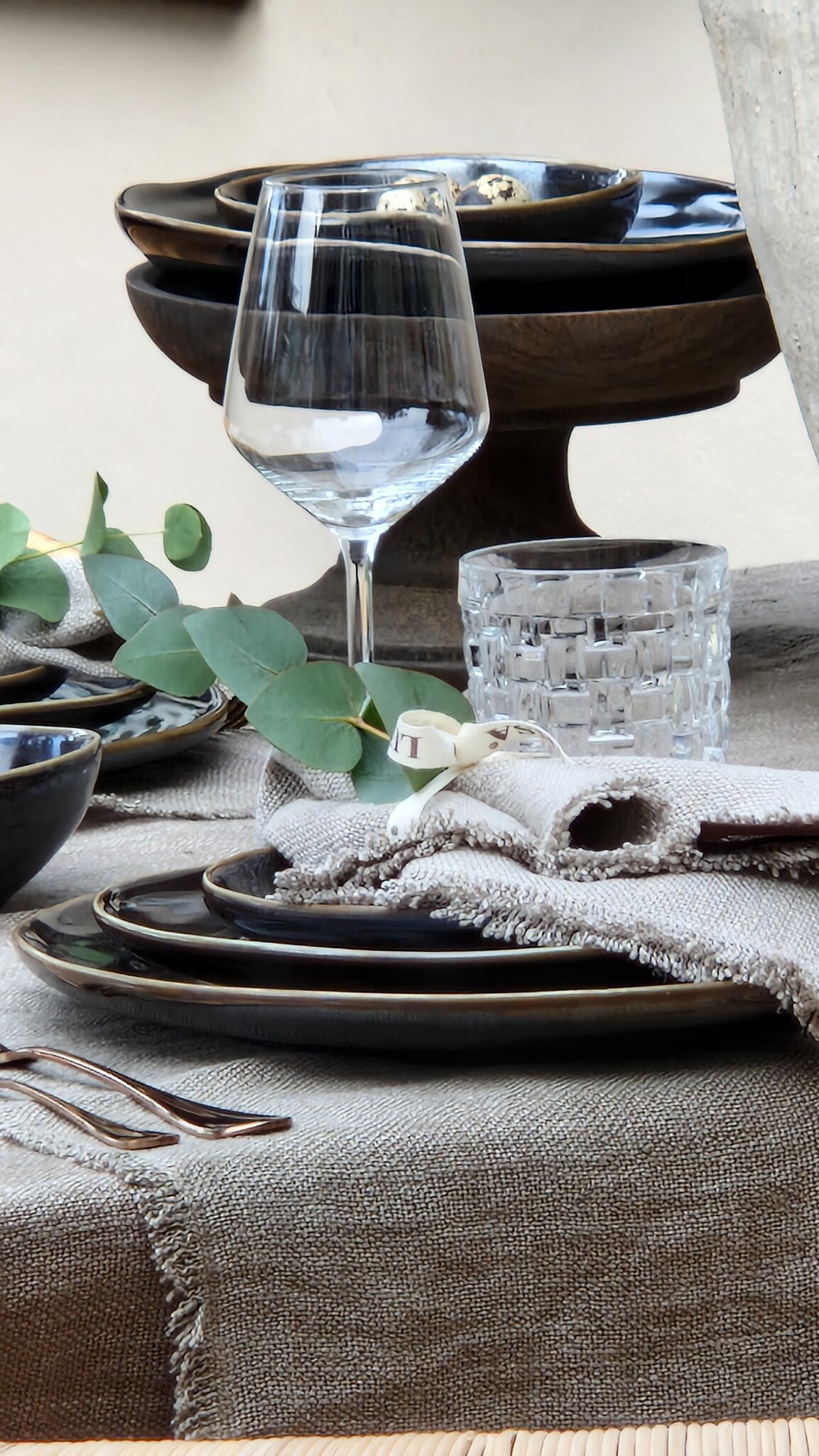 Luksa Home Collection Dinerbord Trulli | Donkerbruin | Set Van 2 | H3 x D28 cm