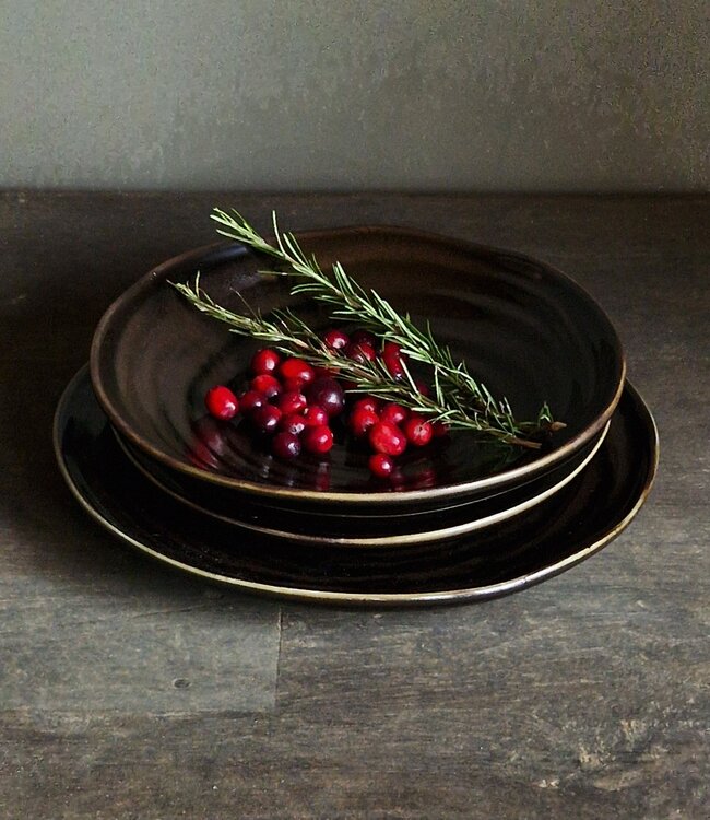 Luksa Home Collection Dinerbord Trulli | Donkerbruin | Set Van 2 | H3 x D28 cm