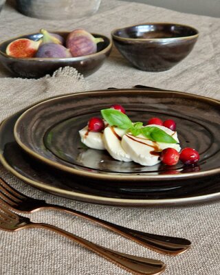 Luksa Home Collection Dinerbord Trulli | Donkerbruin | Set Van 2 | H3 x D28 cm