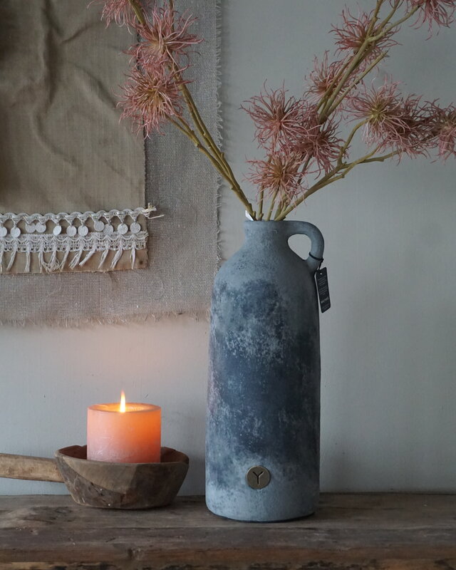 Brynxz Vaas Fles Met Oor | M | Stone Black | H38xD15 cm
