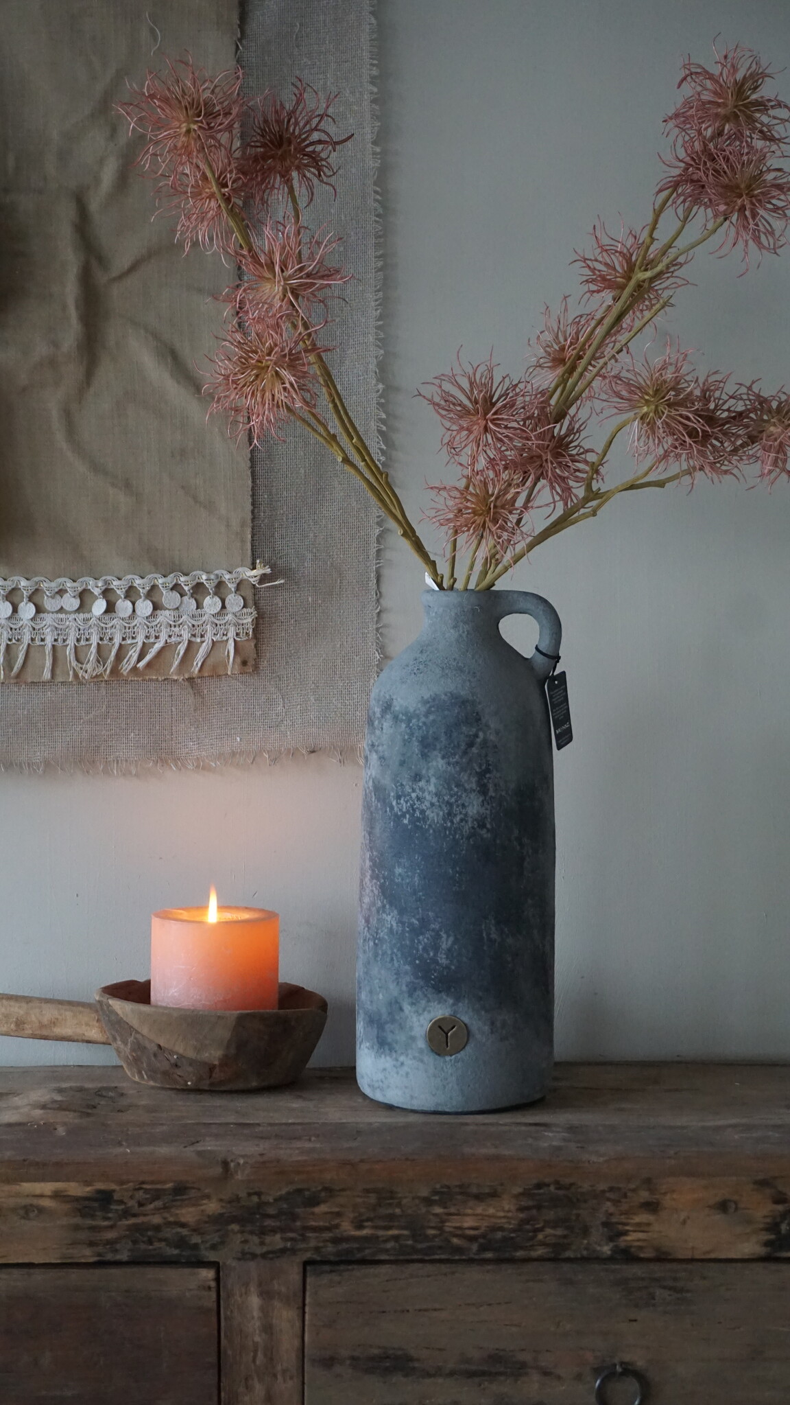 Brynxz Vaas Fles Met Oor | M | Stone Black | H38xD15 cm