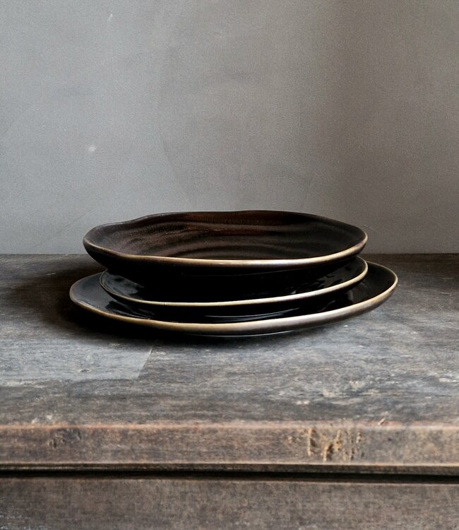 Luksa Home Collection Diepbord Trulli | Donkerbruin | Set Van 2 | H5 x D24,5 cm