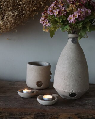 Brynxz Kopjes In Houder | Set Van 6 | Majestic Taupe | H12 x D12 cm