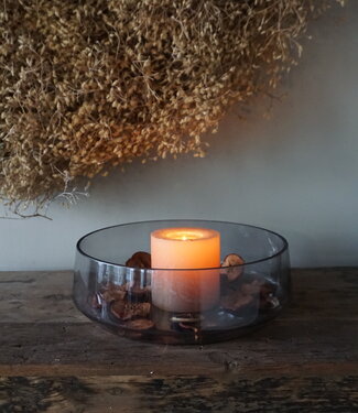 Rene Houtman Vaas/Kom Rond | Glas | Smoked | H11 x D32 cm