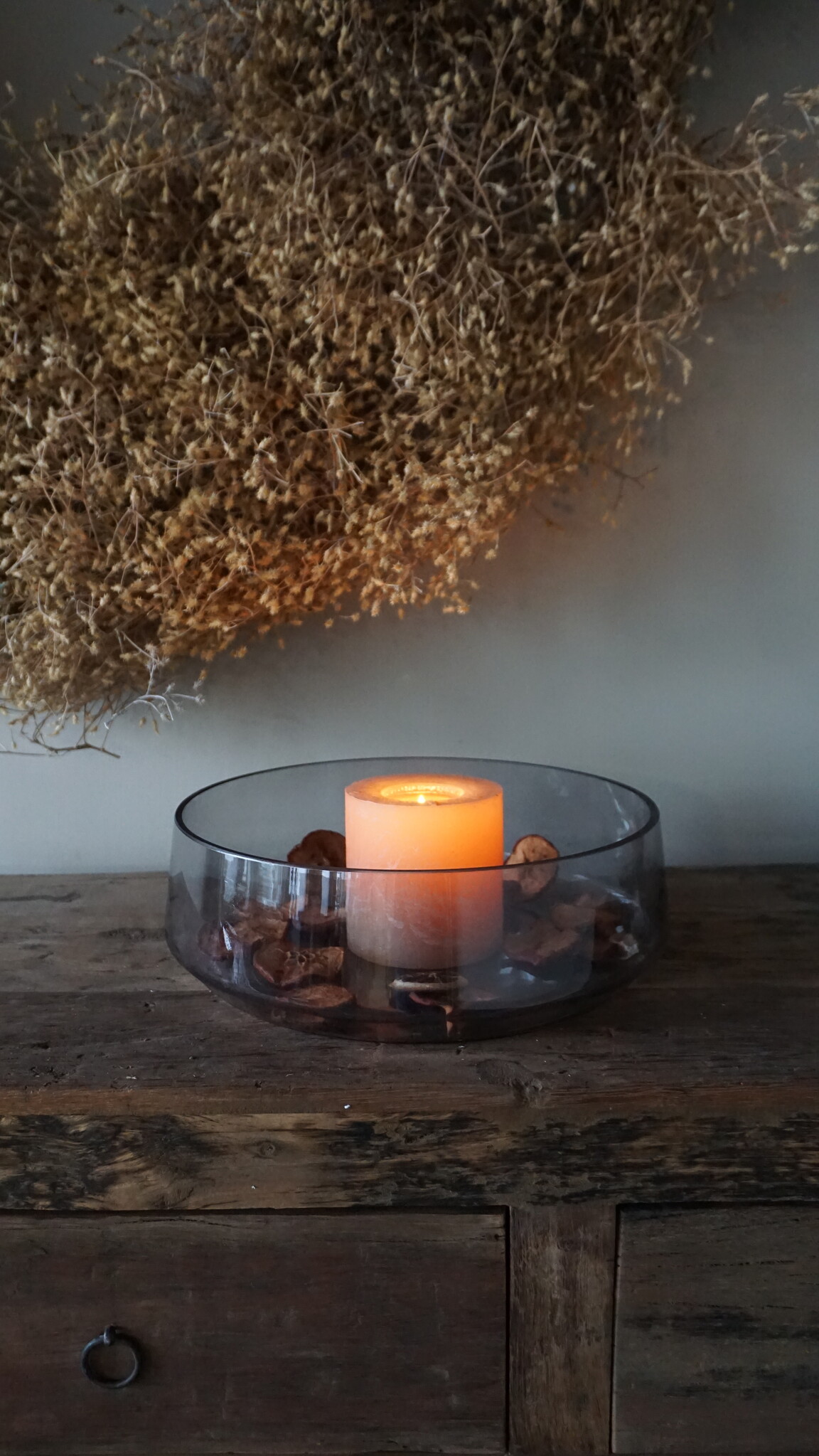 Rene Houtman Vaas/Kom Rond | Glas | Smoked | H11 x D32 cm