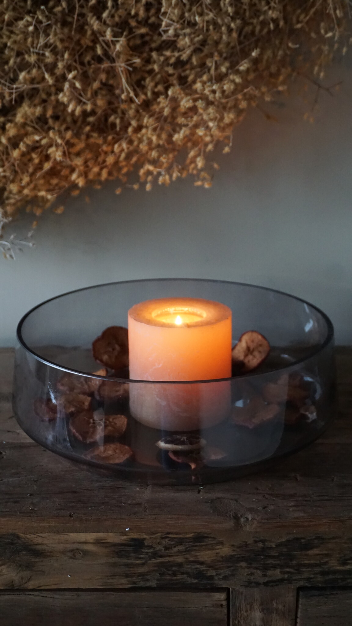 Rene Houtman Vaas/Kom Rond | Glas | Smoked | H11 x D32 cm