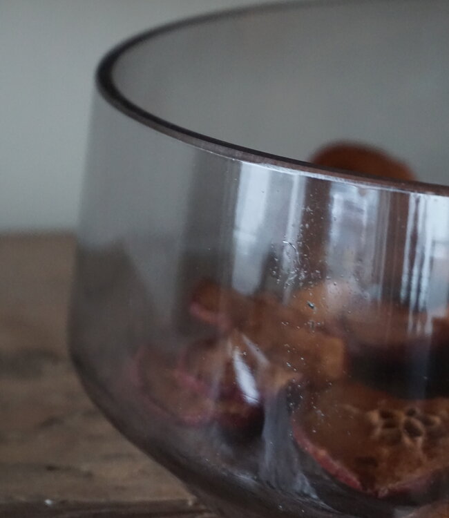 Rene Houtman Vaas/Kom Rond | Glas | Smoked | H11 x D32 cm