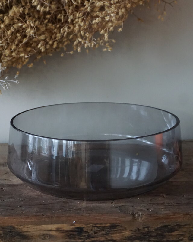 Rene Houtman Vaas/Kom Rond | Glas | Smoked | H11 x D32 cm