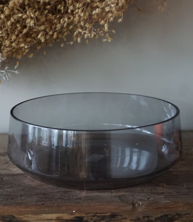 Rene Houtman Vaas/Kom Rond | Glas | Smoked | H11 x D32 cm