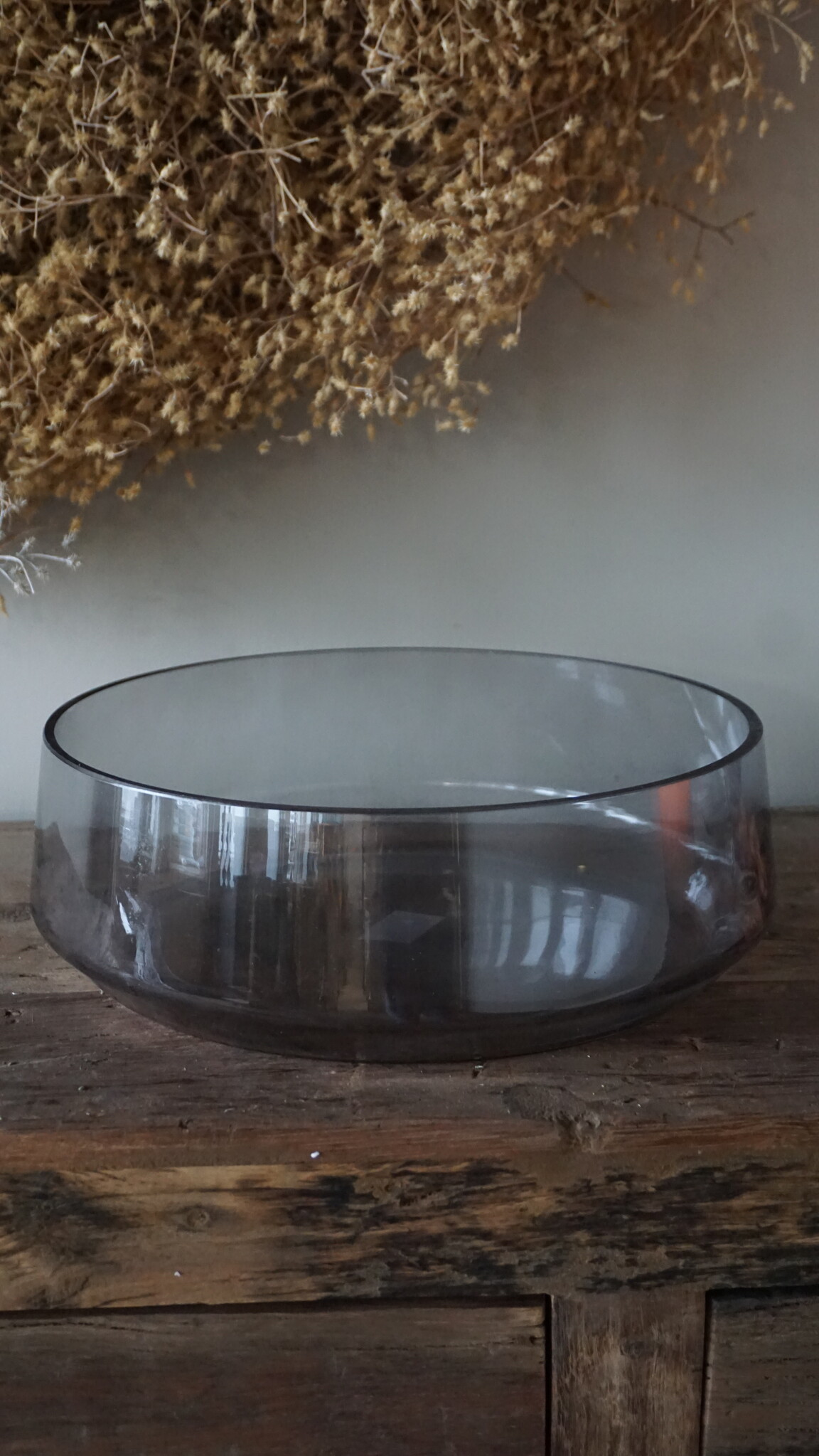 Rene Houtman Vaas/Kom Rond | Glas | Smoked | H11 x D32 cm
