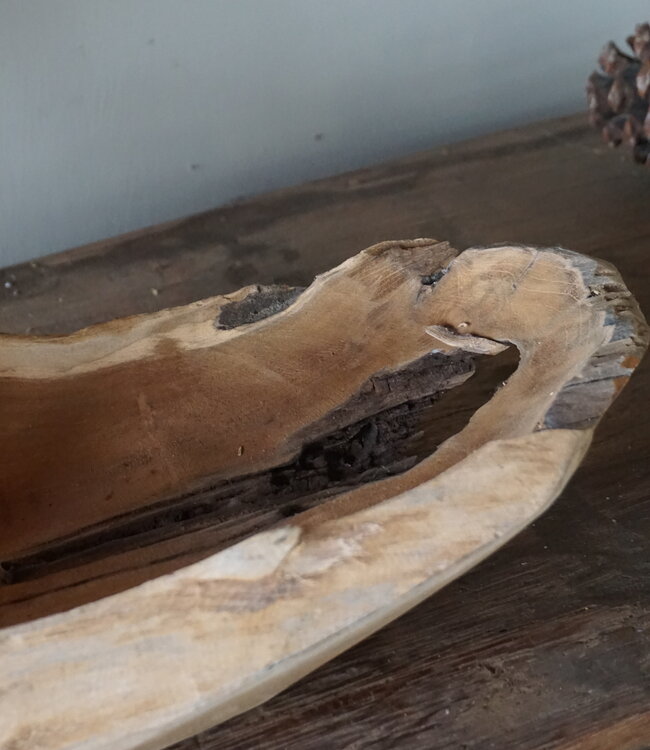 Rene Houtman Kom/Sleutelbak Teak | Sloophout | H9xB70xD20 cm