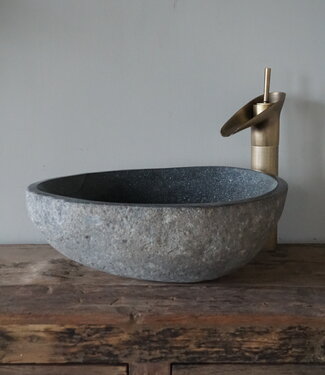Rene Houtman Medium Stenen Waskom + Spoelgat | H13,5xB39,5xD30 cm