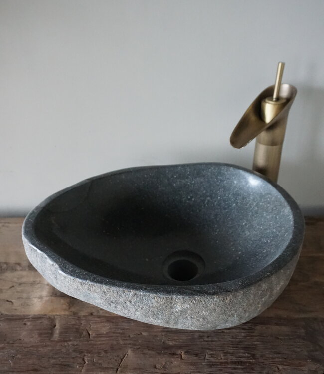 Rene Houtman Medium Stenen Waskom + Spoelgat | H13,5xB39,5xD30 cm