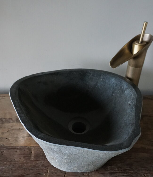 Rene Houtman Medium Stenen Waskom + Spoelgat | H15xB37xD35 cm