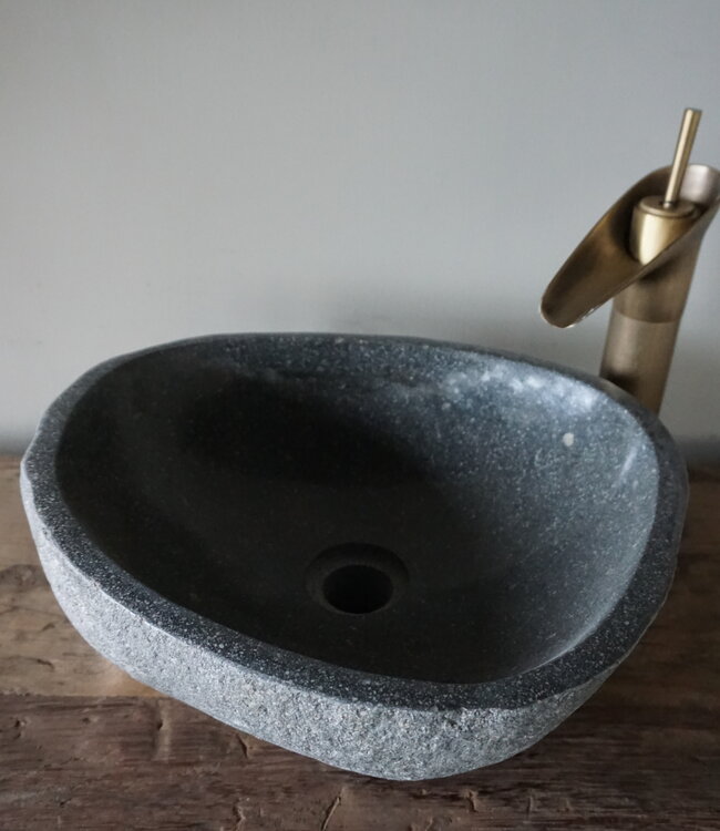 Rene Houtman Medium Stenen Waskom + Spoelgat | H16xB38xD34 cm