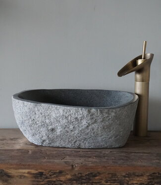 Rene Houtman Medium Stenen Waskom + Spoelgat | H14xB39xD34 cm
