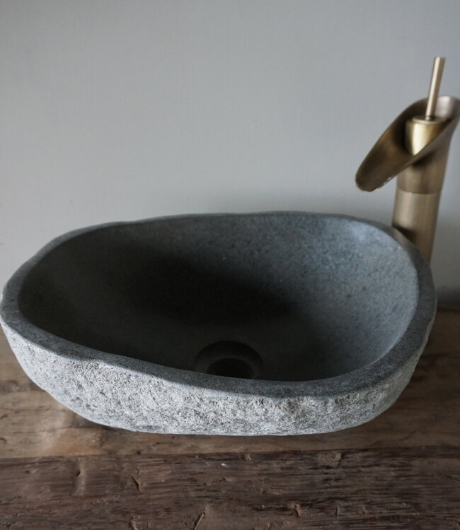Rene Houtman Medium Stenen Waskom + Spoelgat | H14xB39xD34 cm