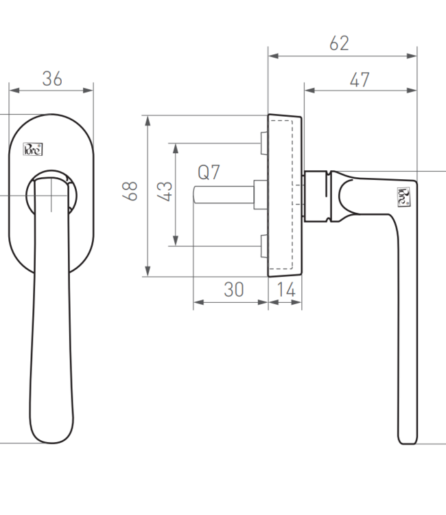Dauby STUK RAAMKLINK PHL"L" /32 RUW BRONS (RB)