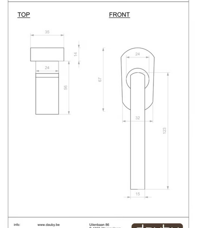 Dauby STUK RAAMKLINK PH1930 /32 MAT WIT BRONS (WBS)