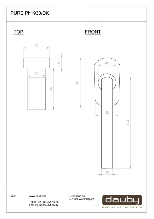 Dauby STUK RAAMKLINK PH1930 /32 MAT WIT BRONS (WBS)