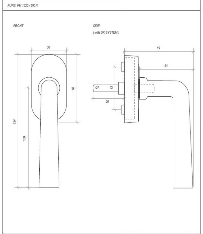 Dauby STUK RAAMKLINK PH1925+ /32 RUW BRONS GEPOLIJST (RBP)